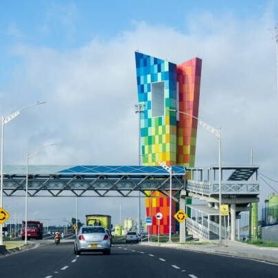 Barranquilla. Colombi - Sep 7, 2019: The Window to the World, a beautiful monument is seen in the distance